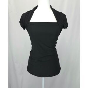 Vintage Y2K Dynamite Black Cap Sleeve OPEN BACK Clubwear Stretch Top Shirt‎ MD